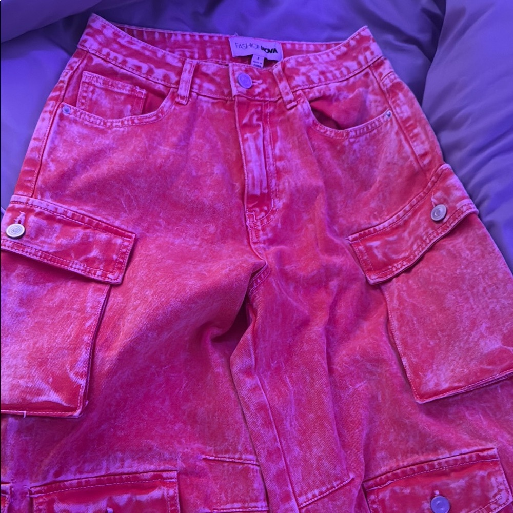 Fashion Nova Pink Cargo Jeans